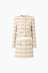 Ashlyn Tweed Jacket in Gold & White