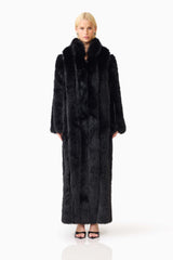 Lux Faux Fur Coat in Black