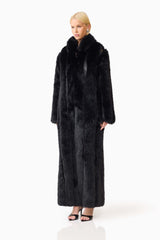 Lux Faux Fur Coat in Black