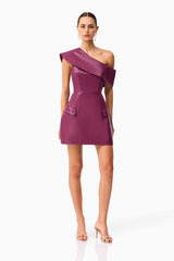 Nova Off The Shoulder Mini Dress in Purple