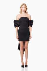 Calypso Bow Detail Mini Dress In Black