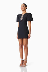 Delia Diamante Mini Dress In Black