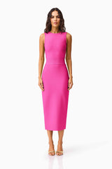 Seraphina Fitted Midi Dress in Pink