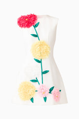 Buttercup Embroidered Mini Dress in Ivory