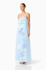 Buttercup Embroidered Maxi Dress In Blue