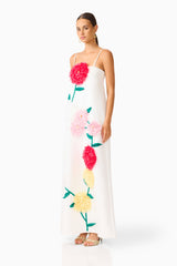 Buttercup Embroidered Maxi Dress in White