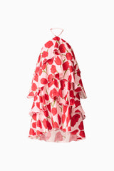 Melia Halter Mini Dress in Pink & Red Floral