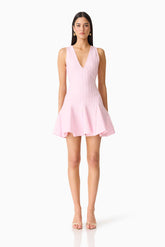 Marla V-Neck Mini Dress in Pink