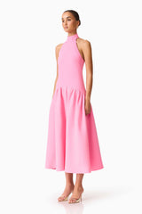 Nolana Halter Midi Dress in Pink
