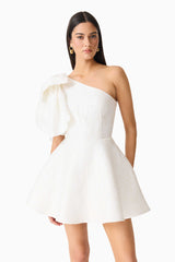 Saffron Asymmetrical Mini Dress in White