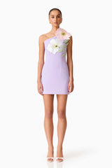 Hope One Shoulder Mini Dress in Purple