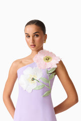 Hope One Shoulder Mini Dress in Purple
