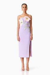 Hope Strapless Midi Dress in Purple