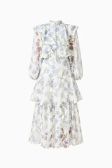 Cleo Top & Skirt Set in White & Blue Floral