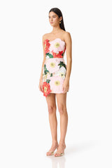Solara Strapless Mini Dress in Pink Floral