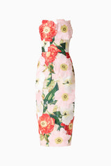 Solara Strapless Midi Dress in Pink Floral