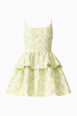 Posey Jacquard Mini Dress in Green Floral