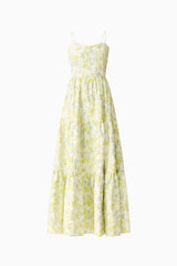 Posey Jacquard Gown in Green Floral