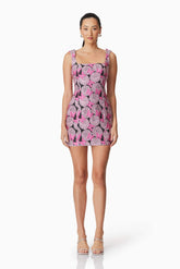 Aimee Floral Mini Dress in Pink