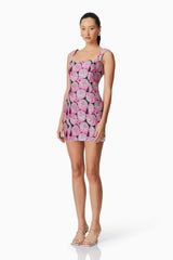 Aimee Floral Mini Dress in Pink
