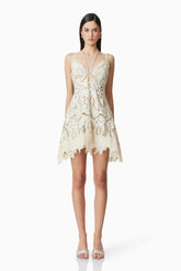 Kyla Floral Mini Halter Dress in White