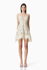 Kyla Floral Mini Halter Dress in White
