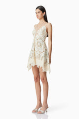Kyla Floral Mini Halter Dress in White