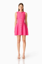 Opline Tulip Mini Dress in Hot Pink