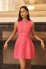 Opline Tulip Mini Dress in Hot Pink