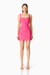 Opline Fitted Mini Dress in Hot Pink