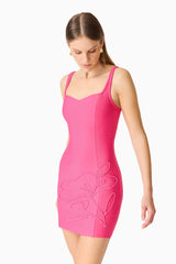 Opline Fitted Mini Dress in Hot Pink