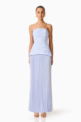 Lacy Strapless Gown in Powder Blue