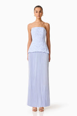 Lacy Strapless Gown in Powder Blue