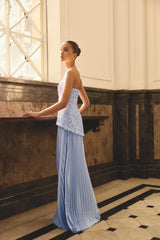Lacy Strapless Gown in Powder Blue