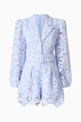 Lacy Long Sleeve Playsuit in Powder Blue