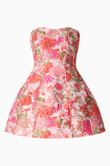 Floralie Strapless Mini Dress in Pink Floral