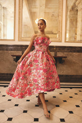 Floralie Strapless Gown in Pink Floral