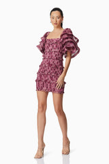 Monica Ruffled Mini Dress in Purple