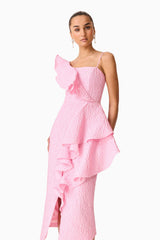Briallen Jacquard Midi Dress in Pink