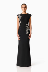 Veda Embellished Gown in Black