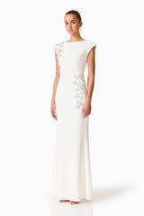 Veda Embellished Gown in White