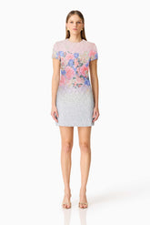 Lurea Short Sleeve Mini Dress in Pink Floral