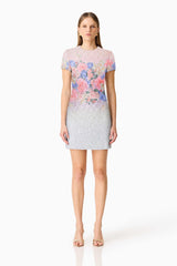 Lurea Short Sleeve Mini Dress in Pink Floral