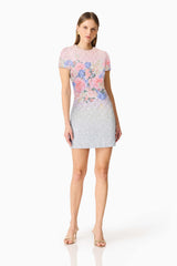 Lurea Short Sleeve Mini Dress in Pink Floral