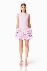 Saphine Ruffle Mini Dress in Pink