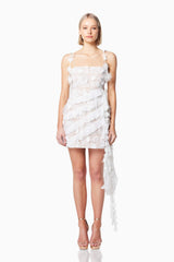 Isles 3D Rosette Mini Dress in White