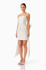 Florian Bow Mini Dress in White