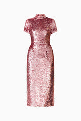 Alissa Sequin Midi Dress in Pink