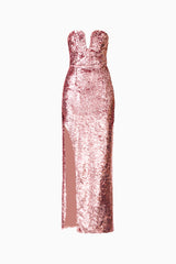Alissa Sequin Strapless Gown in Pink