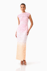 Lumira Sequin Lace Gown in Pink Ombre